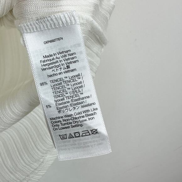 Madewell Ribbed V Neck Polo Tee Top Stretch Lyocell Lighthouse Ivory Slim S NWT - Picture 10 of 11